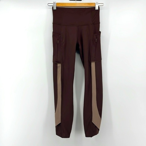 Athleta Ultimate Stash Craft Toasted Brown Colorblock 7/8 Tight Leggings Size XS - Picture 4 of 14